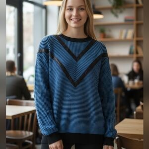 Urban Works Vintage Leather Trim Sweater. Oversized Medium